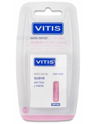 Vitis Seda Dental Con Cera, Flúor Y Menta Suave 50 M, 1 Ud