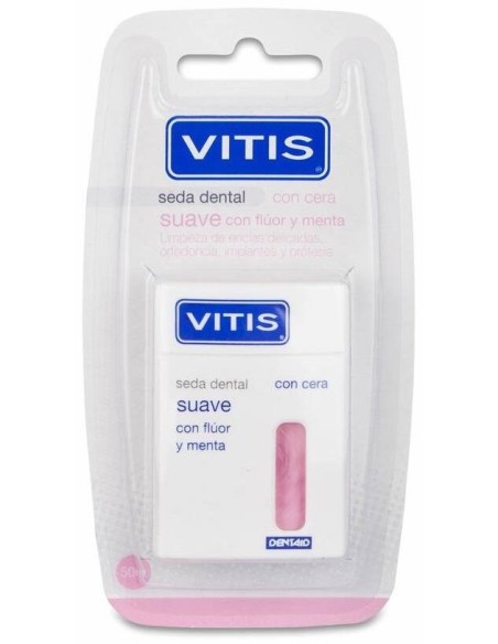 Vitis Seda Dental Con Cera, Flúor Y Menta Suave 50 M, 1 Ud
