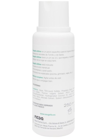 Saugella Attiva Jabón Intimo 250Ml Verde