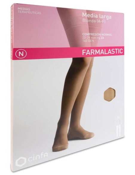 Farmalastic Media Larga Blonda (A-F) Compresión Normal Beige Talla Reina, 2 Uds