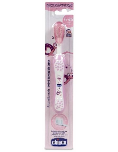 Chicco Cepillo De Dientes De Cerdas Suaves 6M+ Rosa, 1 Ud