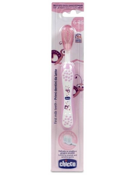 Chicco Cepillo De Dientes De Cerdas Suaves 6M+ Rosa, 1 Ud