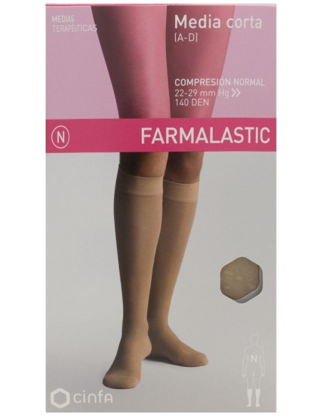 Farmalastic Media Corta (A-D) Compresión Normal T-Grande Beige 1 Par