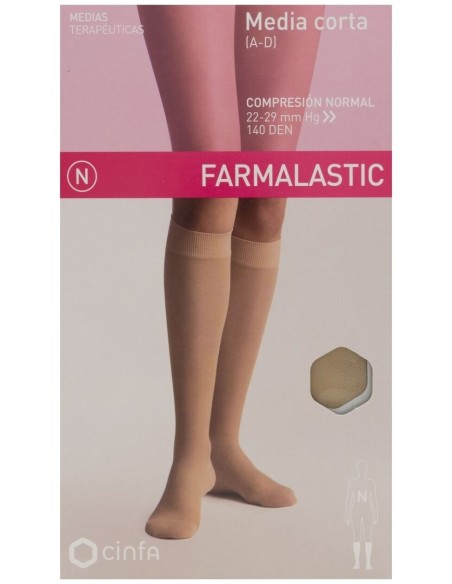 Farmalastic Media Corta (A-D) Compresión Normal T-Extra Grande Beige 1 Par