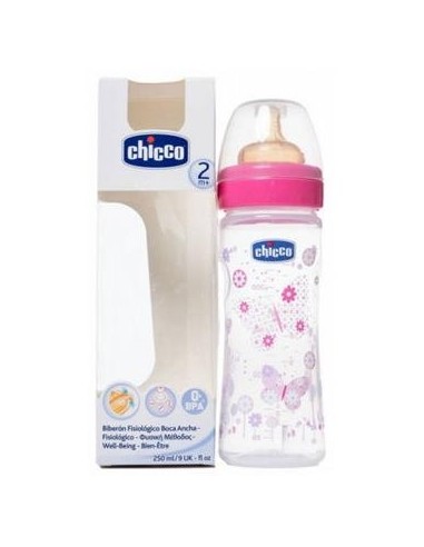 Chicco® Biberón Fisiologico Tetina Látex Boca Ancha Flujo Normal Rosa 150Ml 1Ud