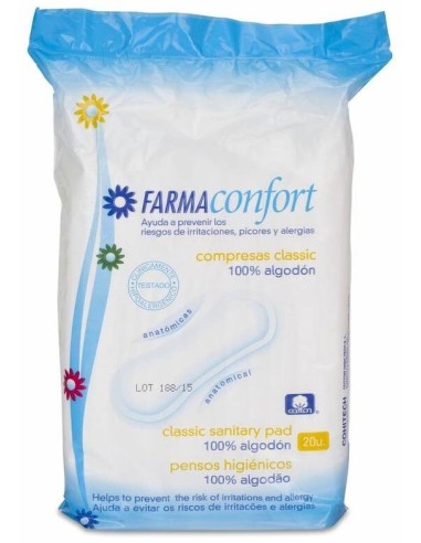 Farmaconfort Compresas De Algodón Anatómicas Clásicas, 20 Uds