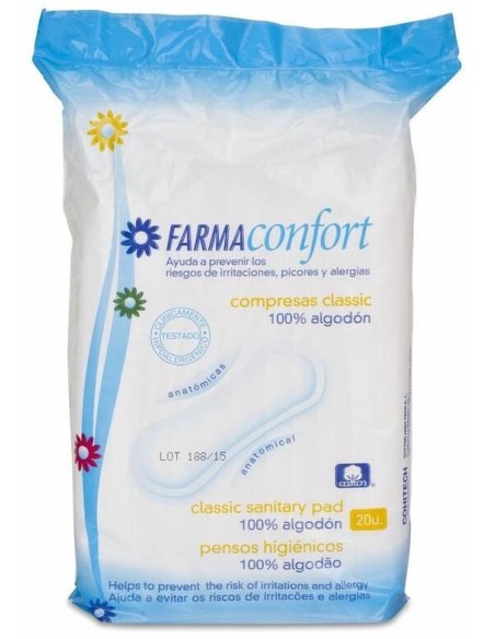 Farmaconfort Compresas De Algodón Anatómicas Clásicas, 20 Uds