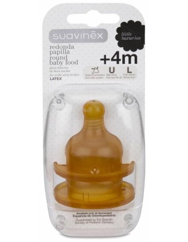 Suavinex Tetina Redonda De Látex Para Papilla Boca Ancha, 2 Uds