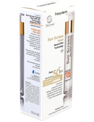 Sun Screen Velvet Face Spf 50+ 50 Ml Frezyderm