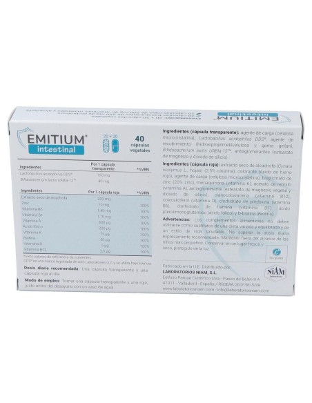 Emitium Intestinal 20+20 Caps Vegetales