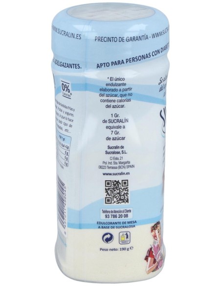 Sucralin De Sucralosa Endulzante Granulado 190 G