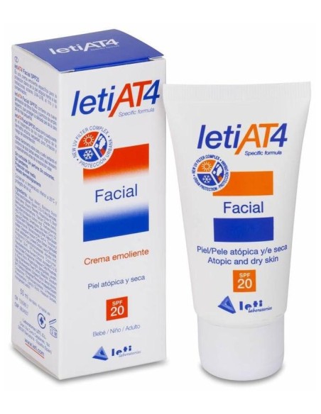 Leti At-4 Crema Facial Spf 20 Piel Atópica Y/O Seca, 50 Ml