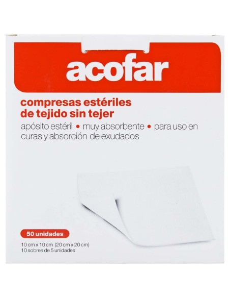 Acofar Compresas Estériles De Tejido Sin Tejer 10X10Cm 50Uds