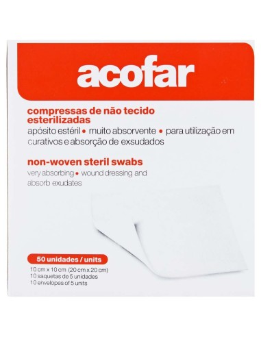 Acofar Compresas Estériles De Tejido Sin Tejer 10X10Cm 50Uds