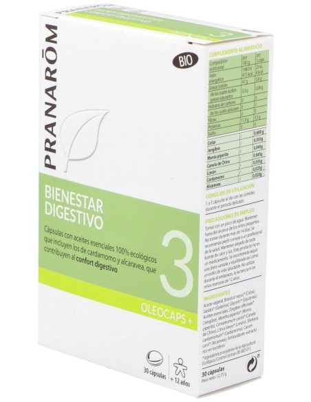 Pranarôm Oleocaps+ 3 Bienestar Digestivo Bio 30Caps
