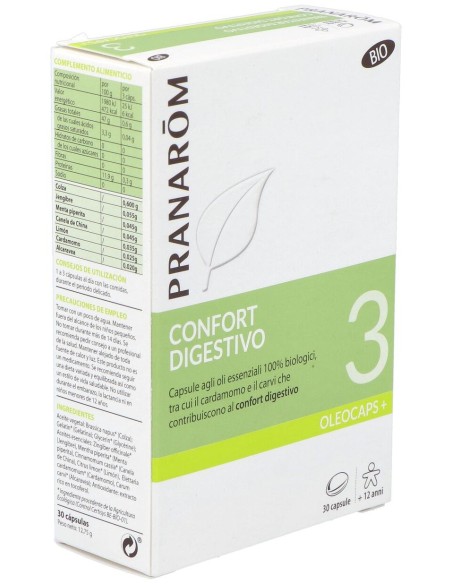 Pranarôm Oleocaps+ 3 Bienestar Digestivo Bio 30Caps
