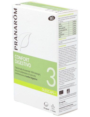 Pranarôm Oleocaps+ 3 Bienestar Digestivo Bio 30Caps