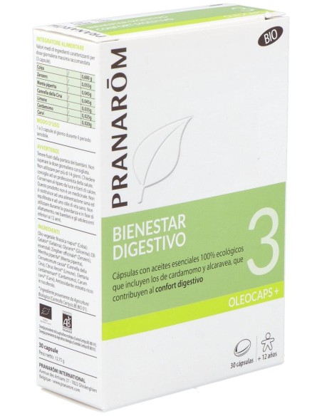 Pranarôm Oleocaps+ 3 Bienestar Digestivo Bio 30Caps