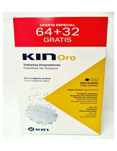 Kin Oro Tabletas Efervescentes Prótesis Dentales 64+32Uds