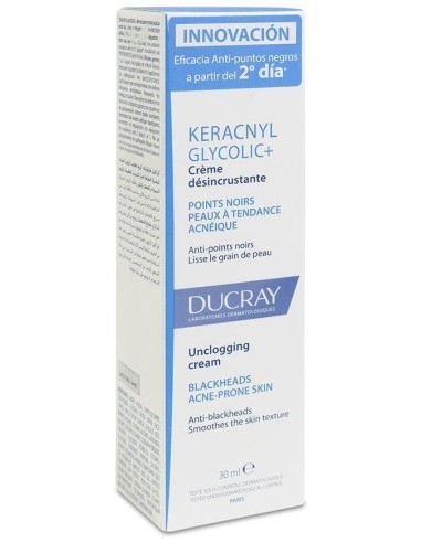 Ducray Keracnyl Glycolic + Crema Desincrustante, 30 Ml