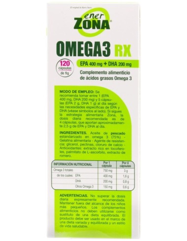 Enerzona Omega 3 Rx Aceite De Pescado 120Cáps