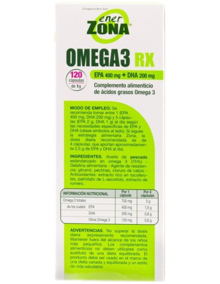 Enerzona Omega 3 Rx Aceite De Pescado 120Cáps