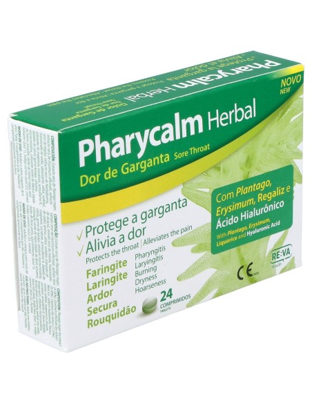 Pharycalm Herbal Plantaga Erysimum Regaliz 24 Comprimidos