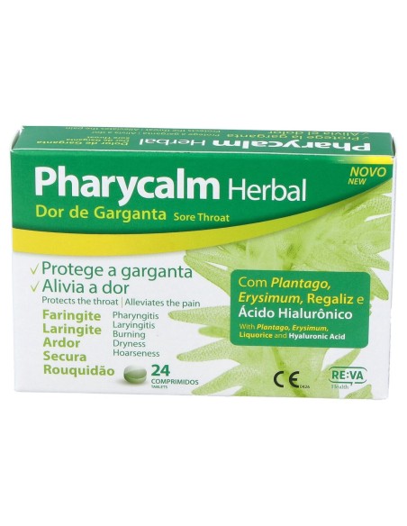 Pharycalm Herbal Plantaga Erysimum Regaliz 24 Comprimidos