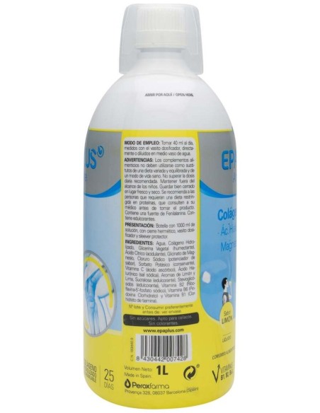 Epaplus Arthicare Colágeno Líquido + Silicio + Ácido Hialurónico + Magnesio Limón 1L