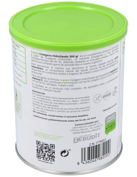 Bgreen Colageno Hidrolizado Bote 300 Gr