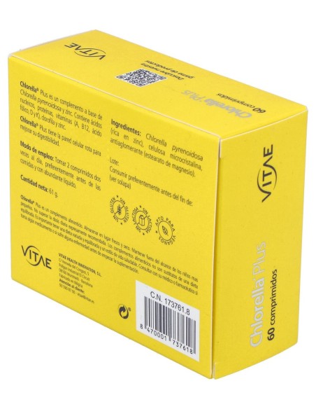 Chlorella Plus Con Zinc 60 Compr Vitae