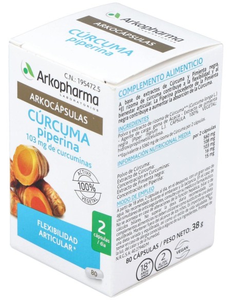 Arkopharma Arkocápsulas Cúrcuma Piperina 80Caps