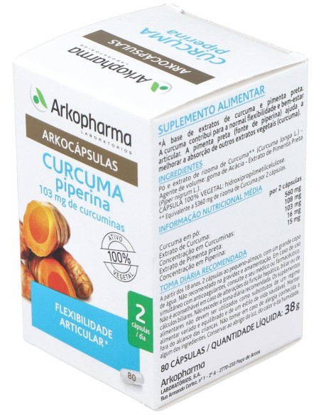 Arkopharma Arkocápsulas Cúrcuma Piperina 80Caps