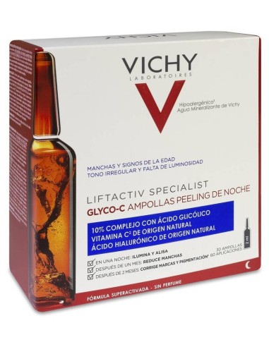 Vichy Ampollas Liftactiv Glyco-C Peeling Noche, 30 Uds X 2 Ml