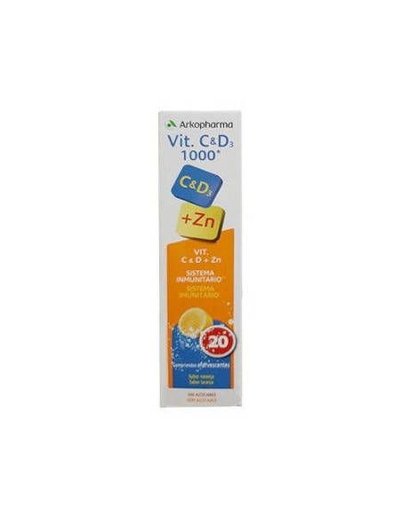 Arkopharma Vitamina C + D3 1000Mg + Zinc Efervescente 20Comp