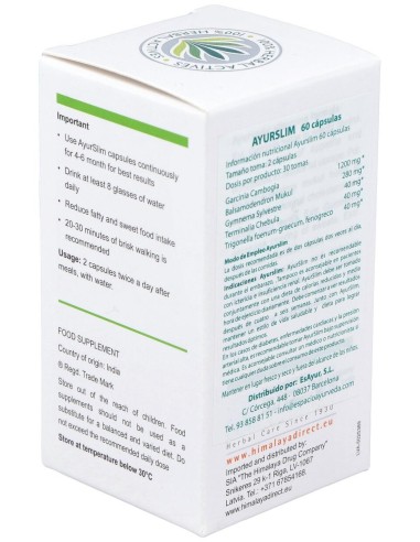 Himalaya Healthcare Ayurslim Adelgazar 60Cáps