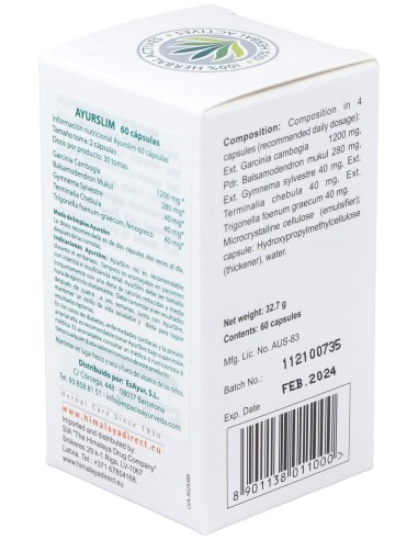 Himalaya Healthcare Ayurslim Adelgazar 60Cáps