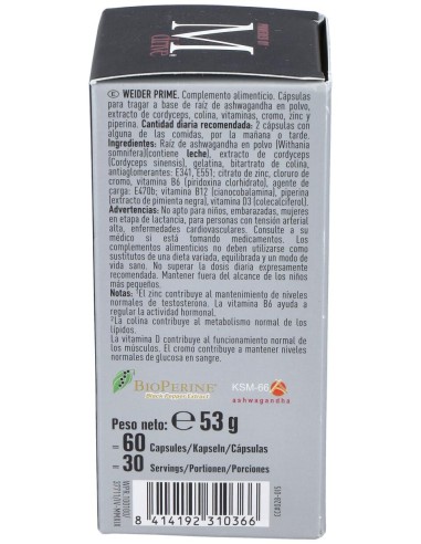 Weider Prime Testosterona Hombre 60Cap.