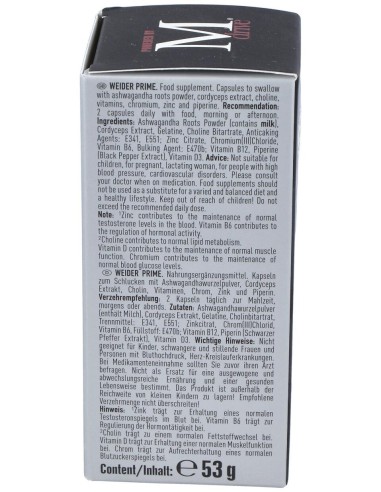 Weider Prime Testosterona Hombre 60Cap.