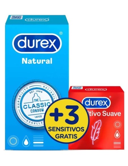 Promoción Durex Natural Plus 12 Uds + Sensitivo Suave 3 Uds, 15 Uds