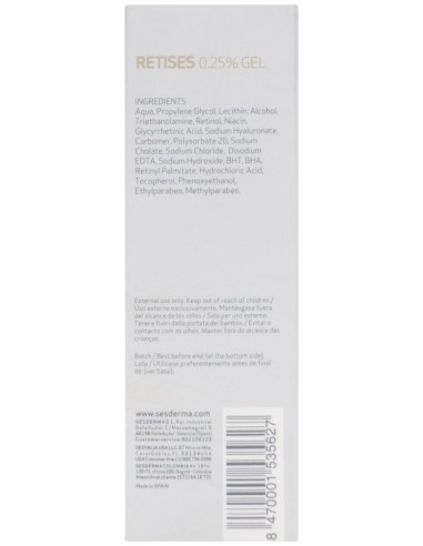 Sesderma Retises 0.25 Gel Antienvejecimiento 30Ml