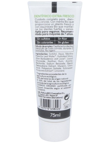 Naturabio Cosmetics Dentifrico Extra Fresco Equinacea Y Menta Bio 75Ml