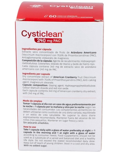 Cysticlean 240 Mg Pac, 60 Cápsulas
