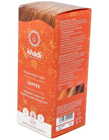 Khadi Herbal Color Cobre Brillante Rubio Y Rojizo 100G
