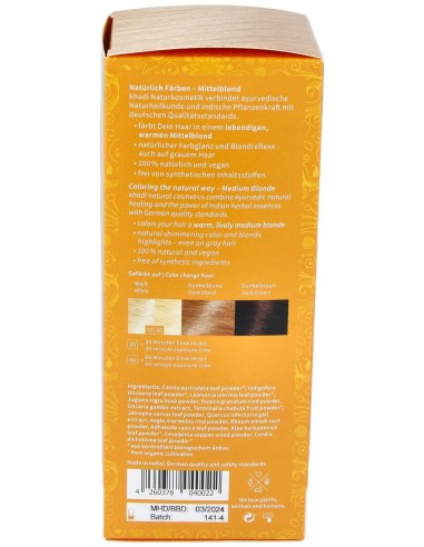 Khadi Tinte Herbal Natural Vegano Khadi Rubio Medio 100G