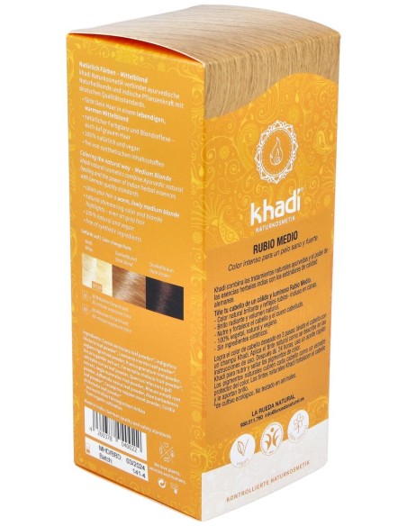 Khadi Tinte Herbal Natural Vegano Khadi Rubio Medio 100G