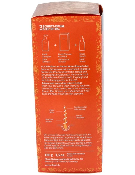 Khadi Herbal Color Cobre Brillante Rubio Y Rojizo 100G