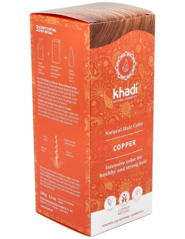Khadi Herbal Color Cobre Brillante Rubio Y Rojizo 100G