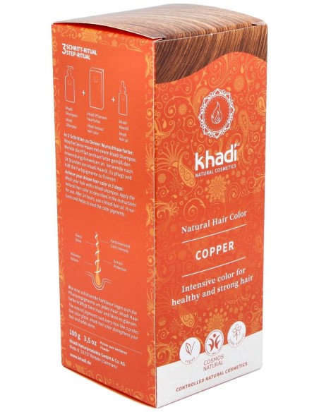 Khadi Herbal Color Cobre Brillante Rubio Y Rojizo 100G