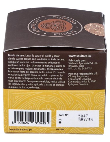 Crema Facial Regeneradora Curcuma Amla Bhrami 60Gr